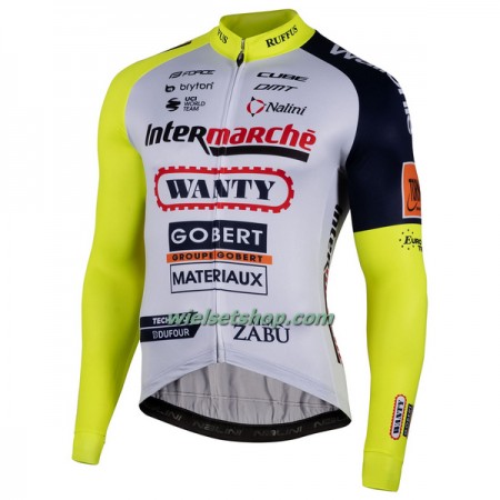 Wielershirt 2022 Intermarche Wanty Gobert Lange Mouw - Geel Blauw Wit